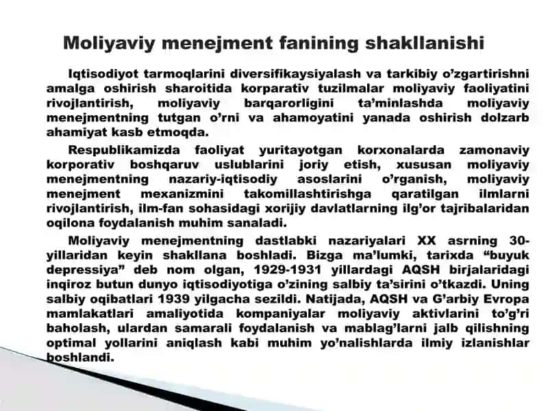 Moliyaviy menejment faniga kirish 3