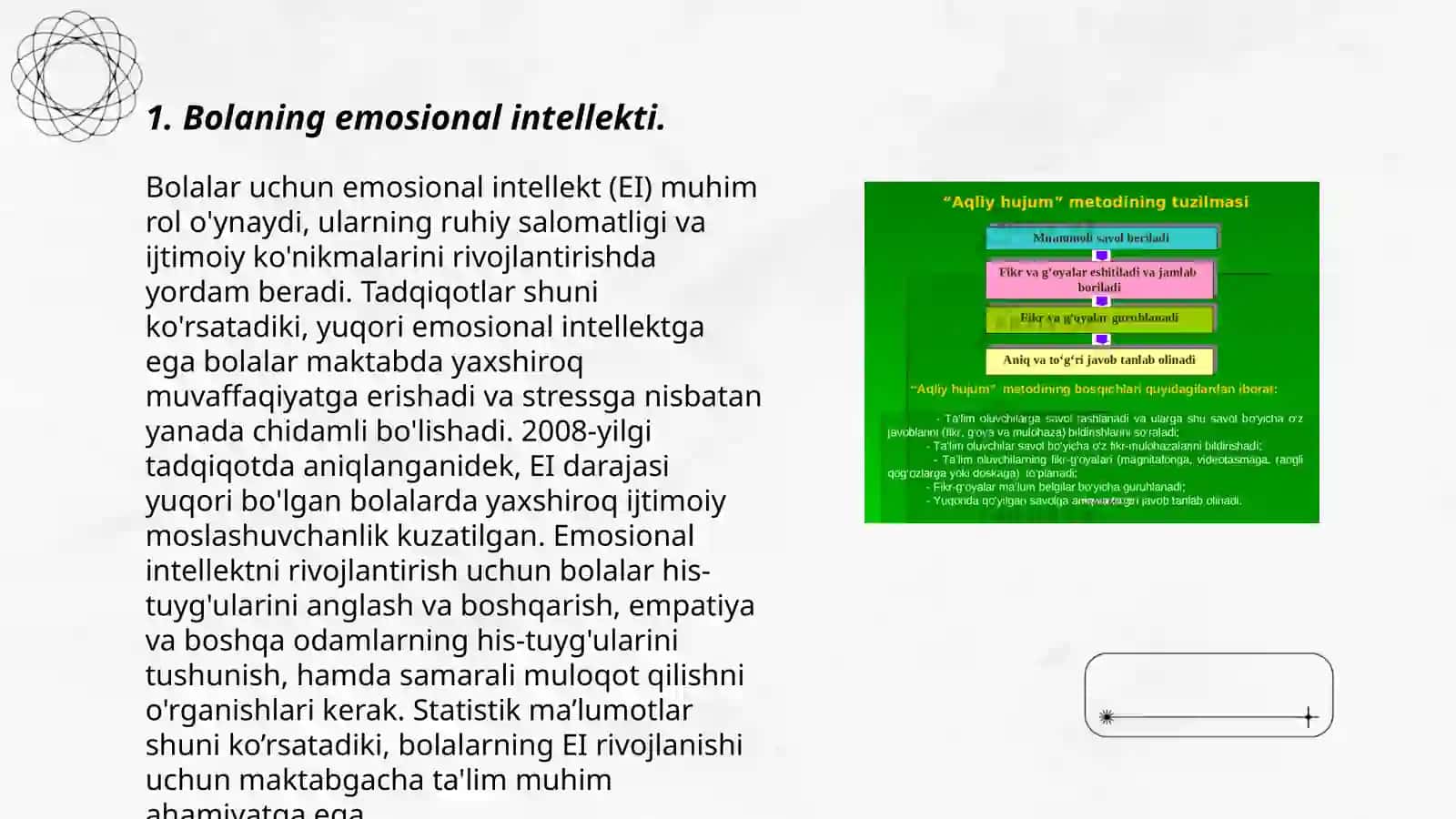 Tekshirish jarayonida bolaning hissiy-irodaviy doirasini tavsiflab berish. Xulosalarni kuzatishdagi dalillar bilan isbotlash 3