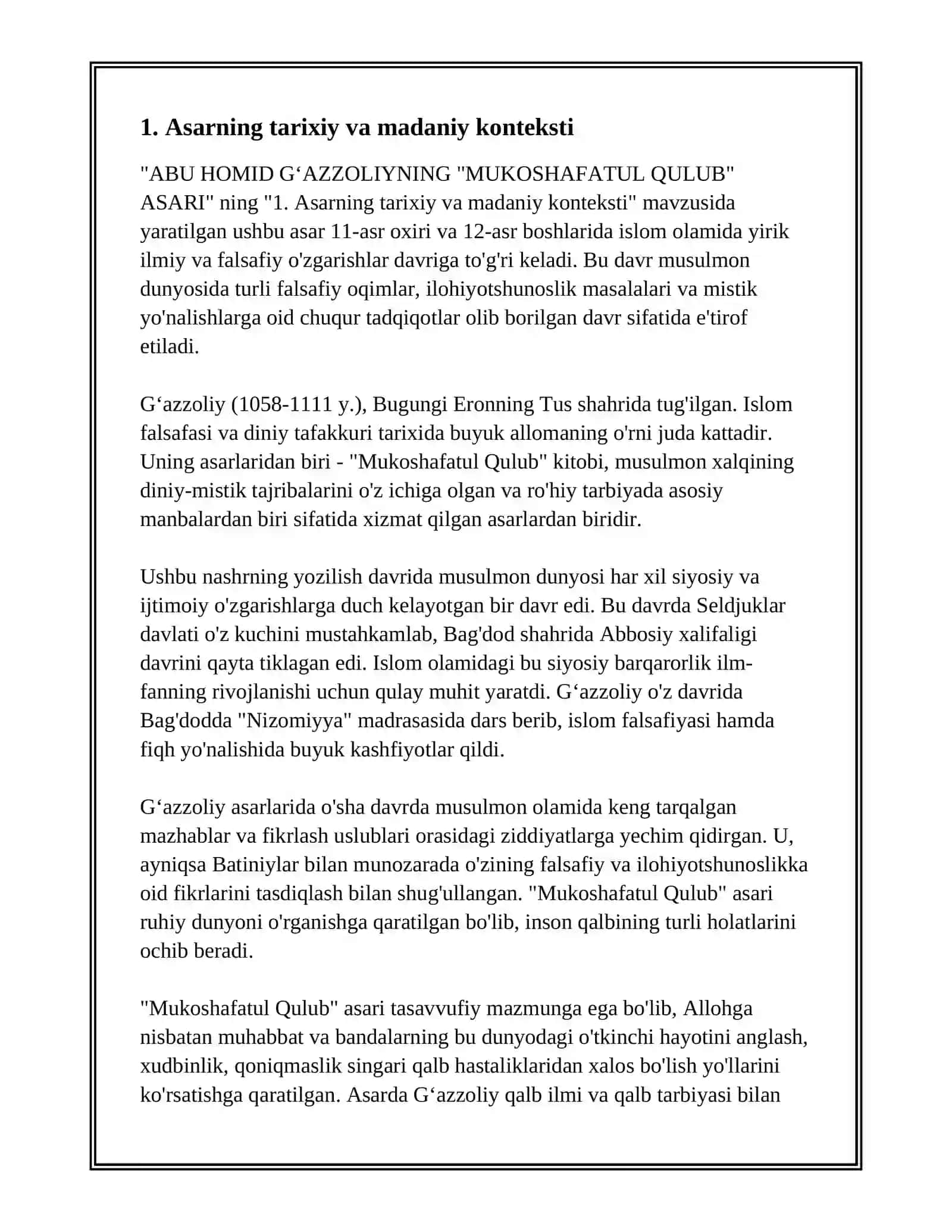 ABU HOMID GʻAZZOLIYNING MUKOSHAFATUL QULUB ASARI 3