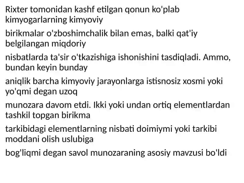 Miqdoriy qonunlar davri. Atom-molekulyar talimotning shakllanishi 3