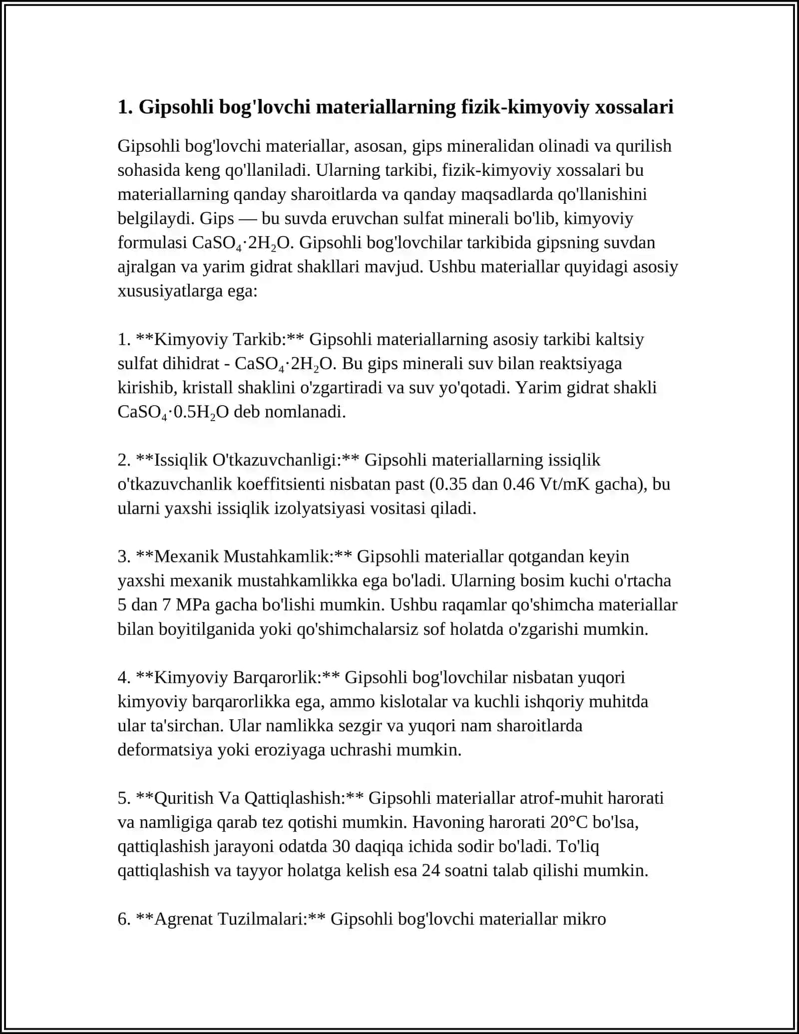 GIPSLI BOG’LOVCHI MATERIALNI XOSSALARI VA ANIQLASH USULLARI 3