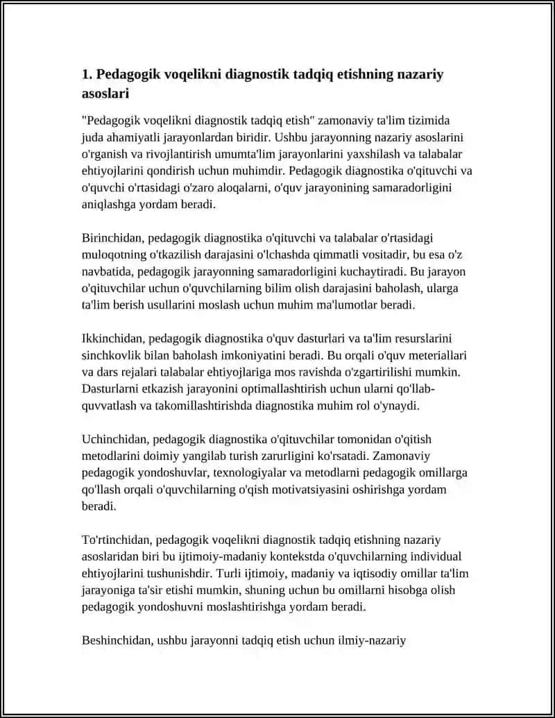 PEDAGOGIK VOQELIKNI DIAGNOSTIK TADQIQ ETISHNING UMUMMILLIY TAMOYILLARI VA DARAJALARI 3