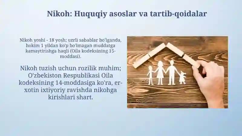 Huquqiy asoslari. Ota-onalar va farzandlarning huquqhamdaburchlari 3