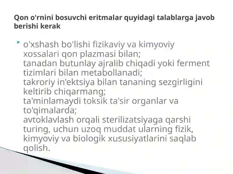 Qon o'rnini bosuvchi suyuqliklar 3