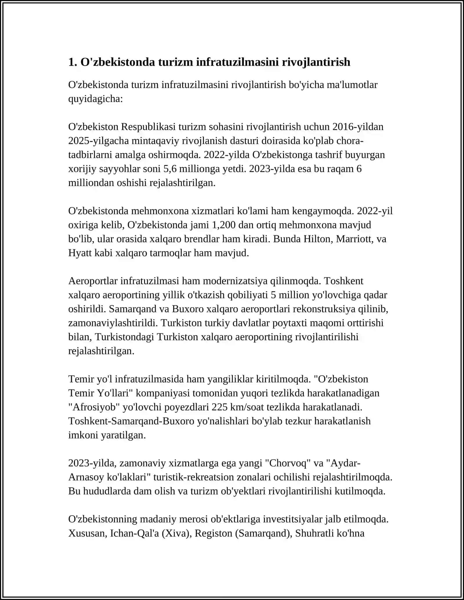 O'ZBEKISTONDA XALQARO TURIZMNI RIVOJLANTIRISH 3