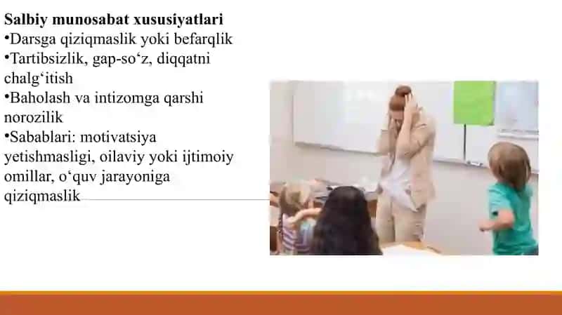 Dars intizomiga salbiy munosabatdagi o'quvchilarga nisbatan kostruktiv yondashuv va uni loyihalash 3