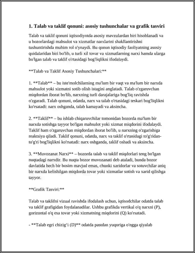 TALAB VA TAKLIF QONUNIGA KOʻRA NARX BELGILASH USULLARI 3