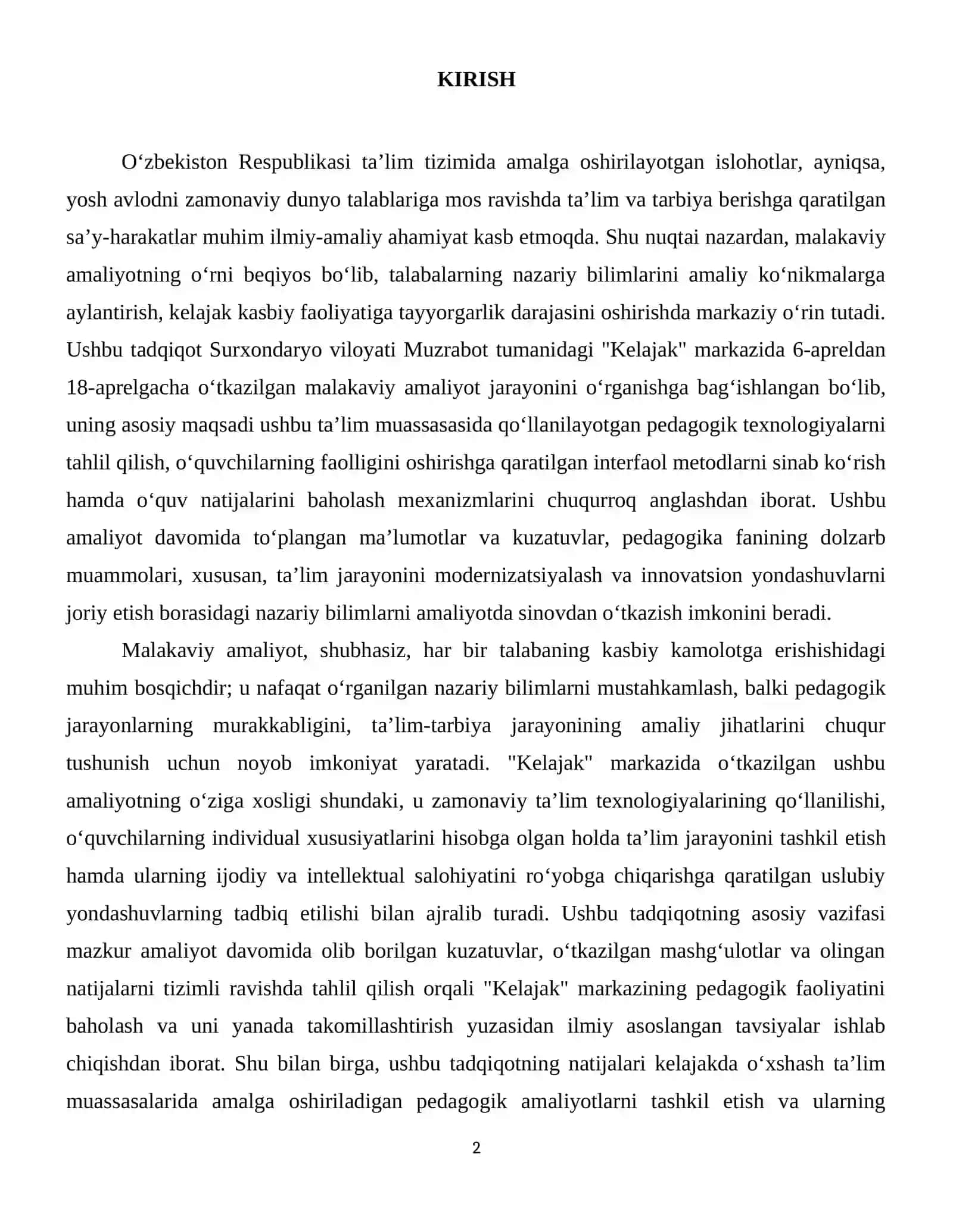 surxandaryo viloyati muzrabot tuman KELAJAK markazi 6 apreldan 18 aprelgacha malakaviy  amalyot utadim. 3