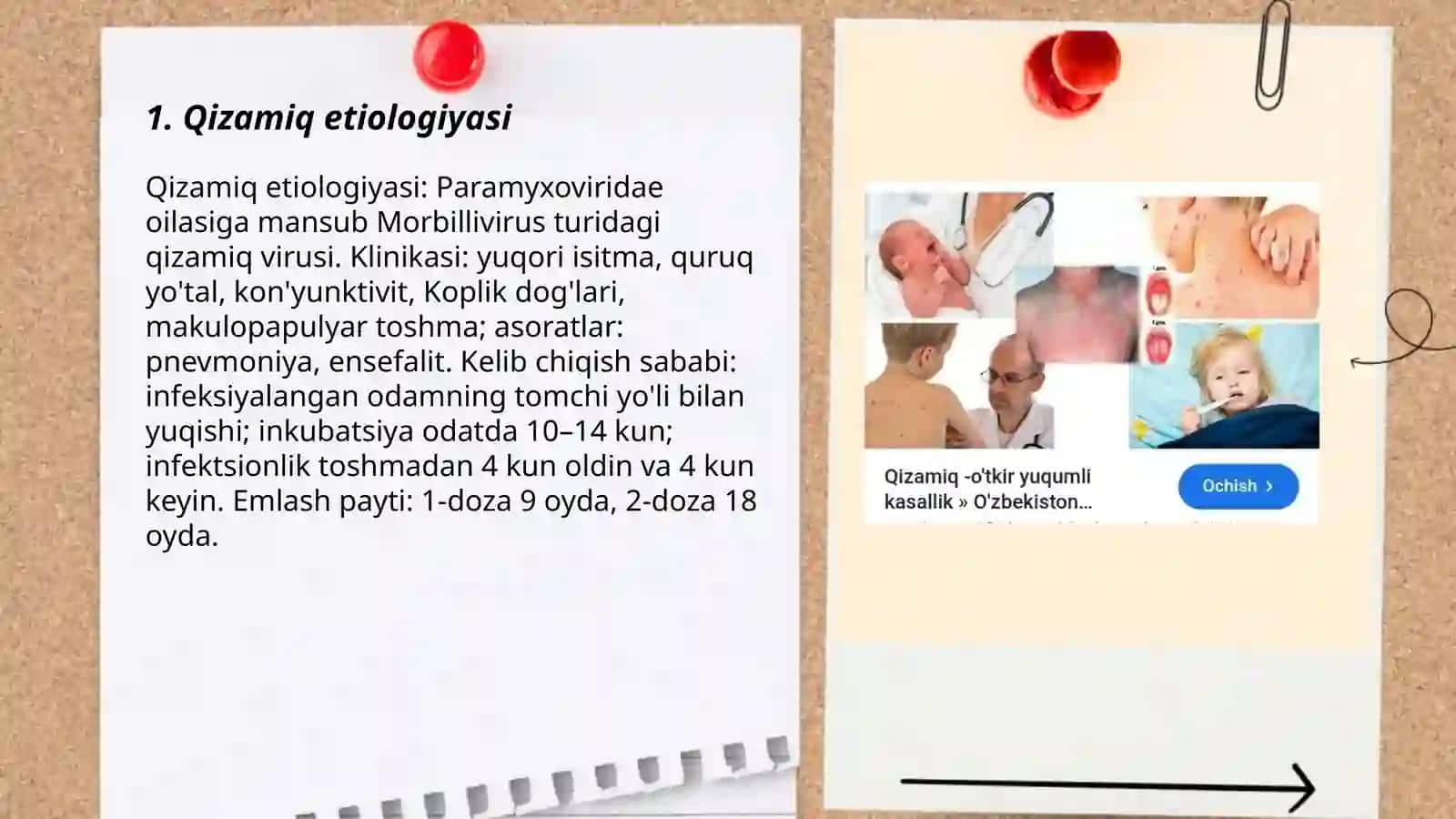 Qizamiq etiologiysi klinikasi kelib chiqish sababi. Emlash payti 3