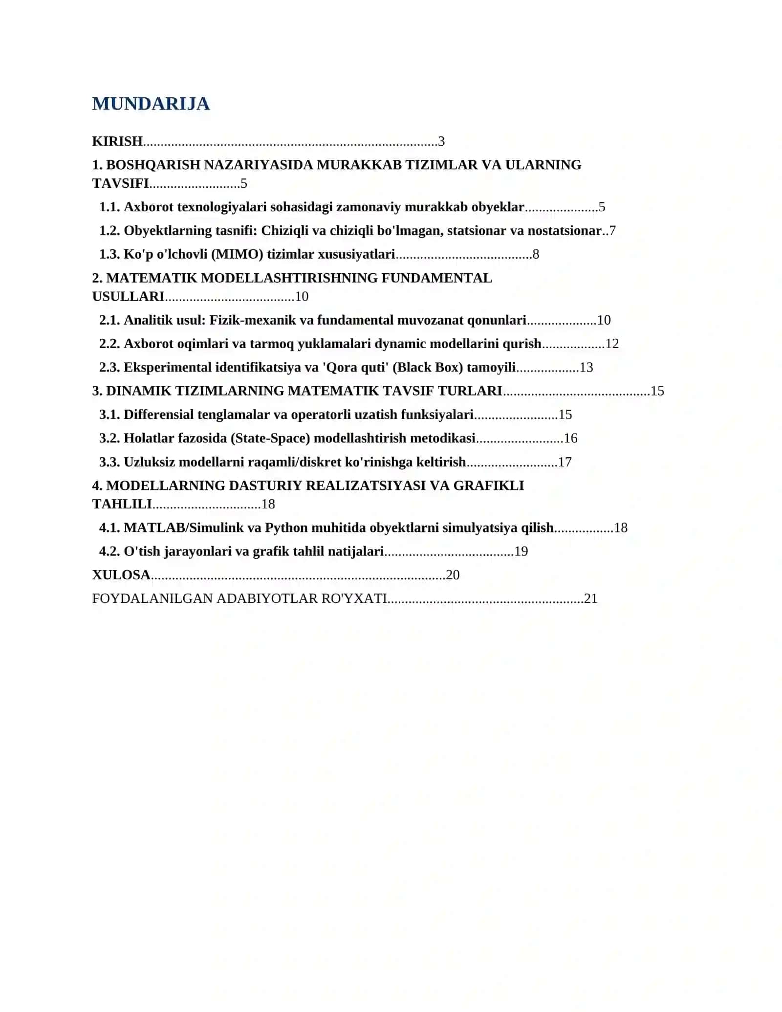 MURAKKAB BOSHQARISH OBYEKTLARINING MATEMATIK MODELLARINI TUZISH USULLARI VA ULARNING AXBOROT-DURSTURIY VOSITALARDA TAHLILI 3
