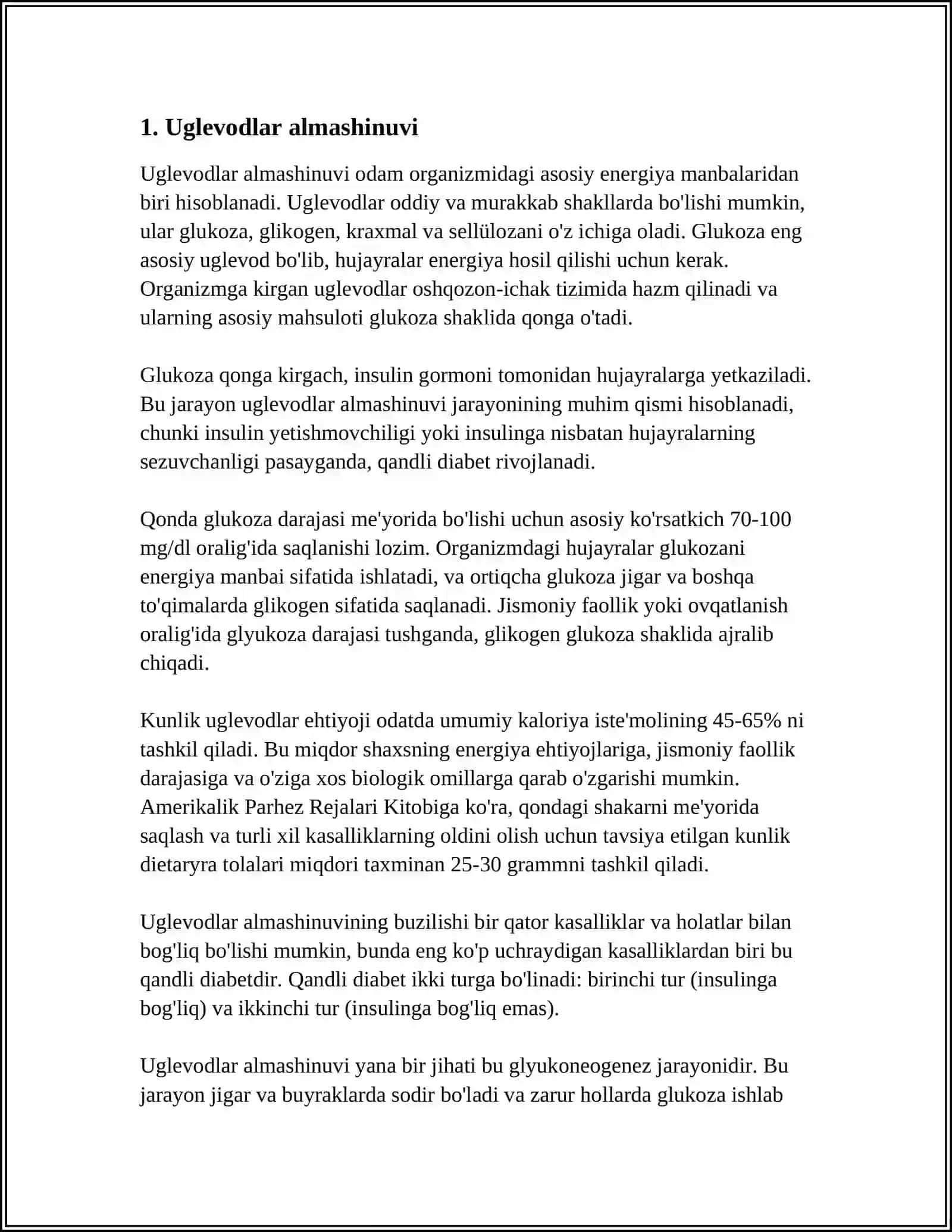Uglevodlar Almashinuvi va Funksiyalari 3