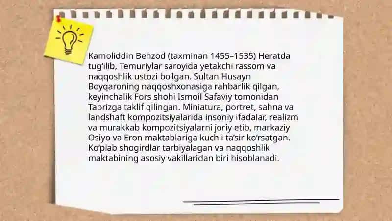 Kamoliddin Behzod va uning naqqoshlik maktabi 3