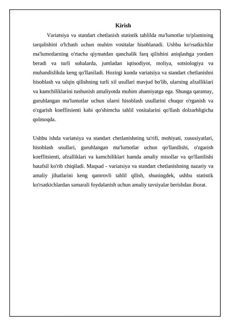Variatsiya va Standart Chetlanish 3