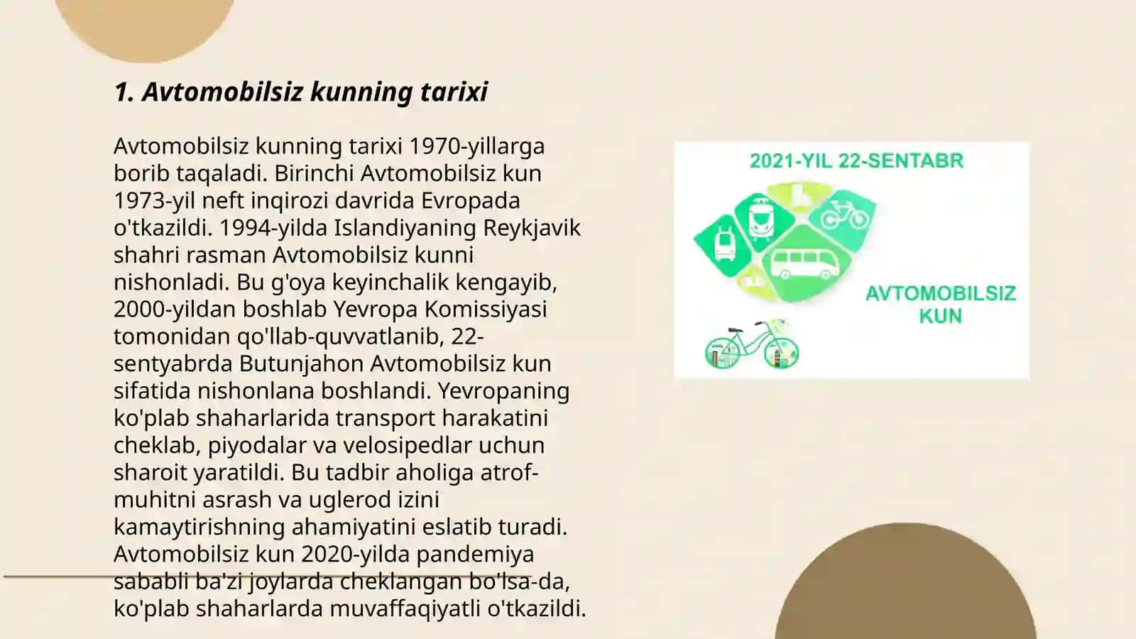 Avtomobilsiz kunning tarixi 3