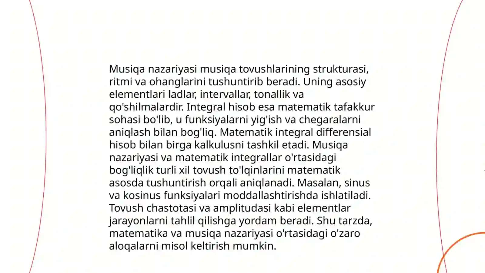 Musiqa va san'atda tovushli toʻlqinlar tahlilida integral hisob tatbiqlari 3
