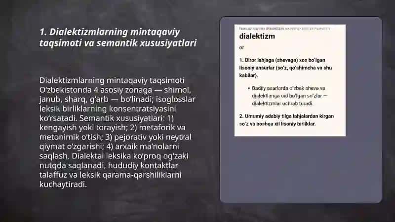 Dialektizmlarning mintaqaviy taqsimoti va semantik xususiyatlari 3