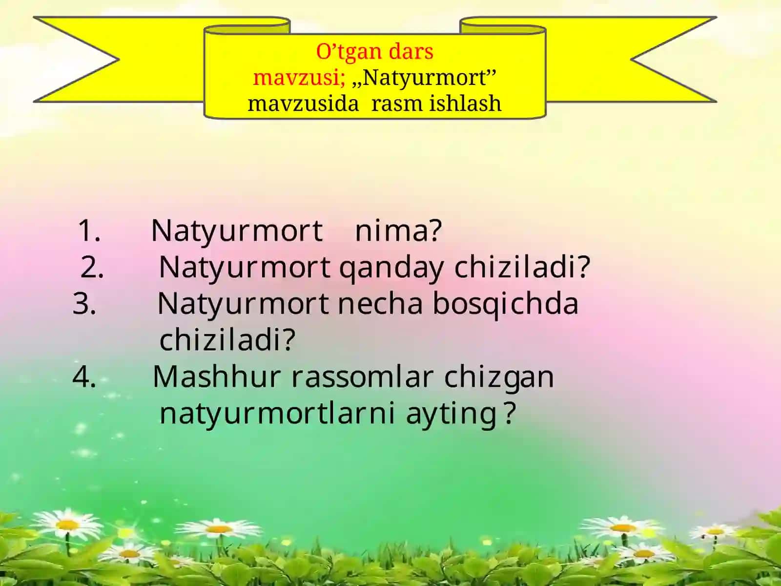 3-sinf Tasviriy san'at Yoz mavzusida kompozitsiya ishlash dars ishlanma 3