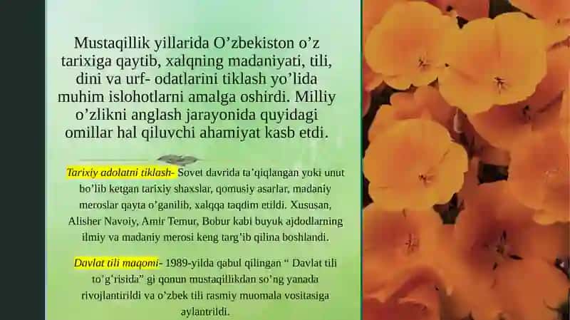 Mustaqillik yillarida etnomadaniy qadriyatlarimizning tiklanishi. 3