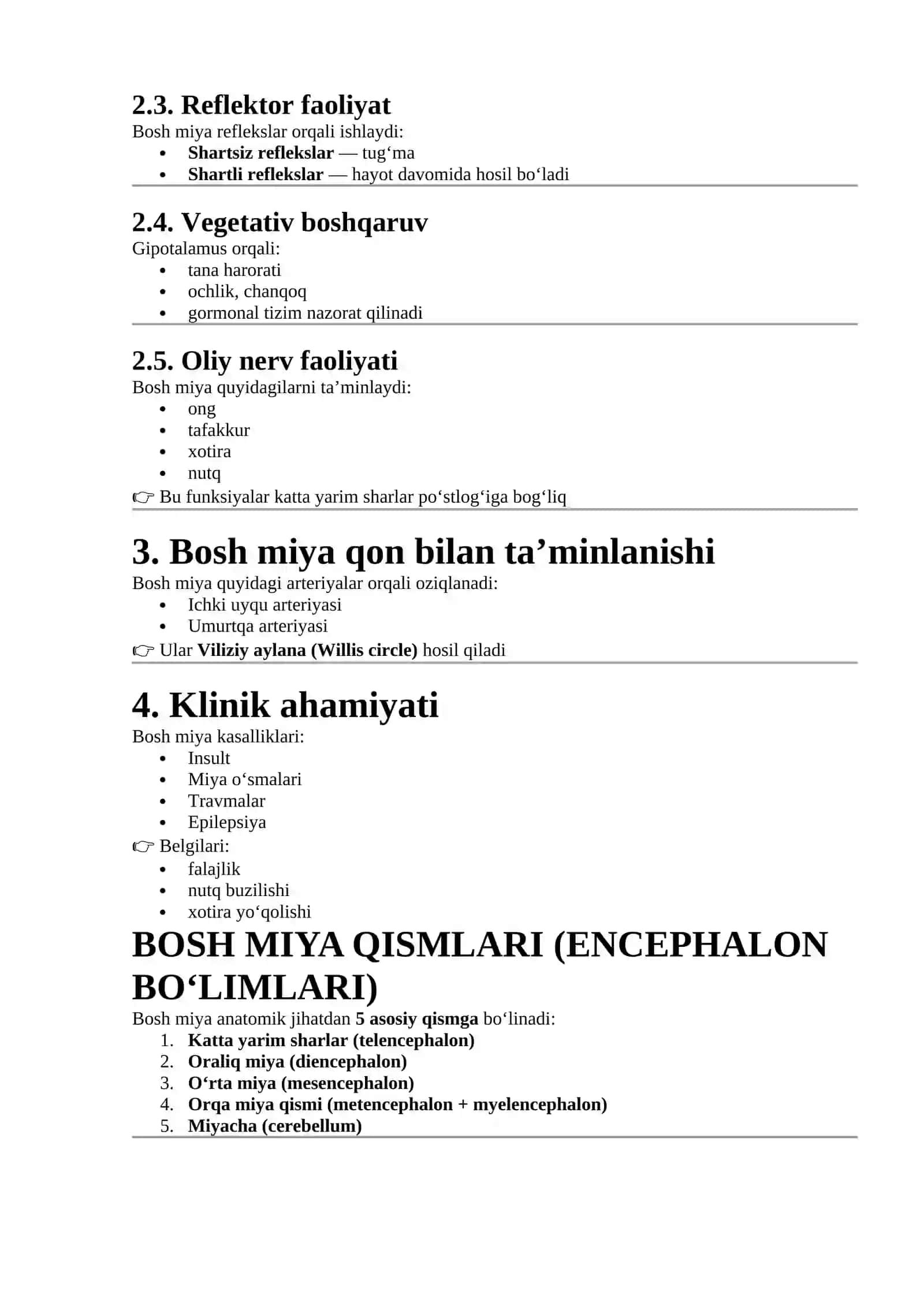 BOSH MIYA (ENCEPHALON) ANATOMIYASI VA FIZIOLOGIYASI 3