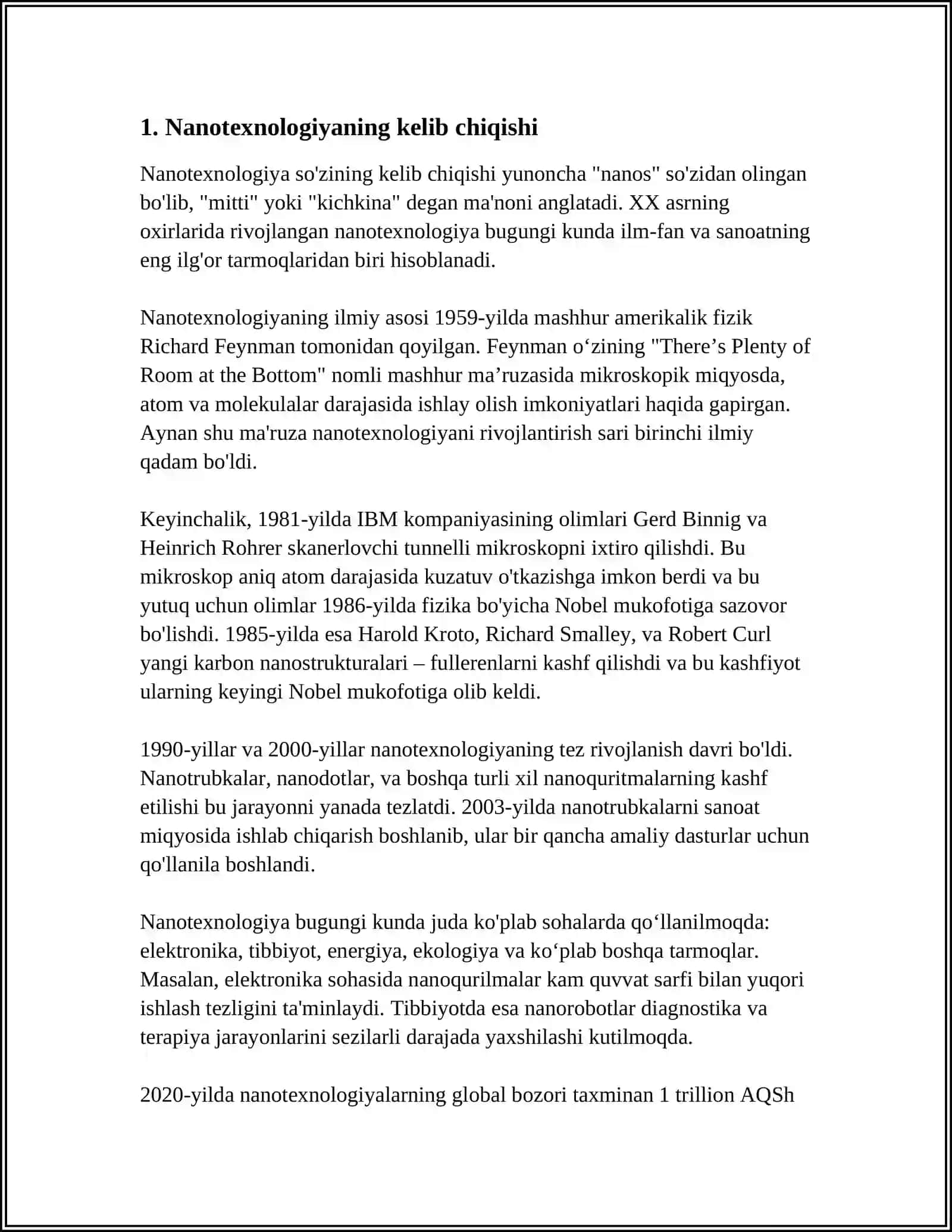 NANOTEXNOLOGIYALAR HAQIDA UMUMIY TUSHUNCHA YARATILISHI VA RIVOJLANISH TARIXI 3