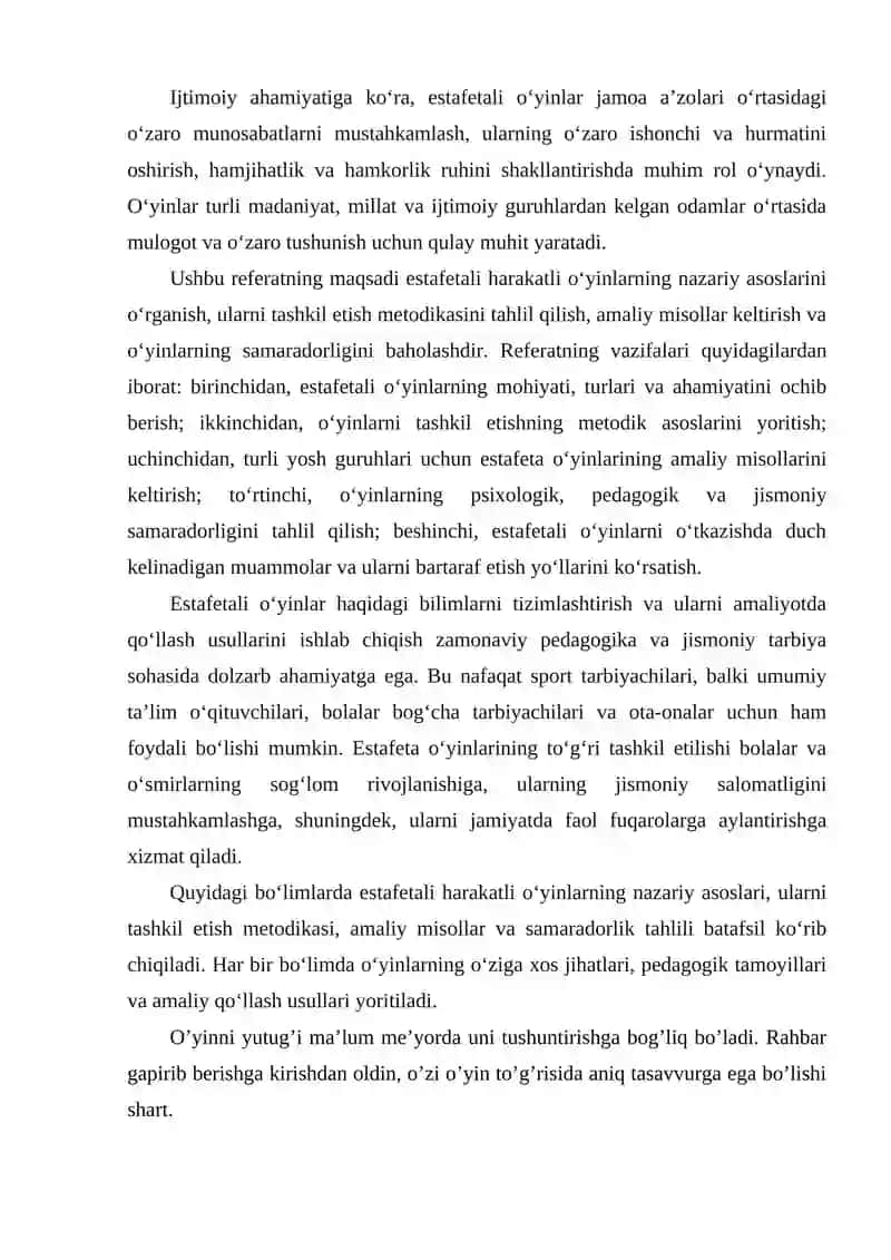 Estafetali harakatli o‘yinlarni o‘tkazish 3
