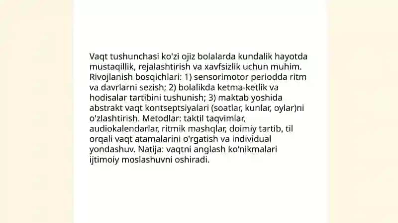 Vaqt tushunchasini rivojlantirish 3