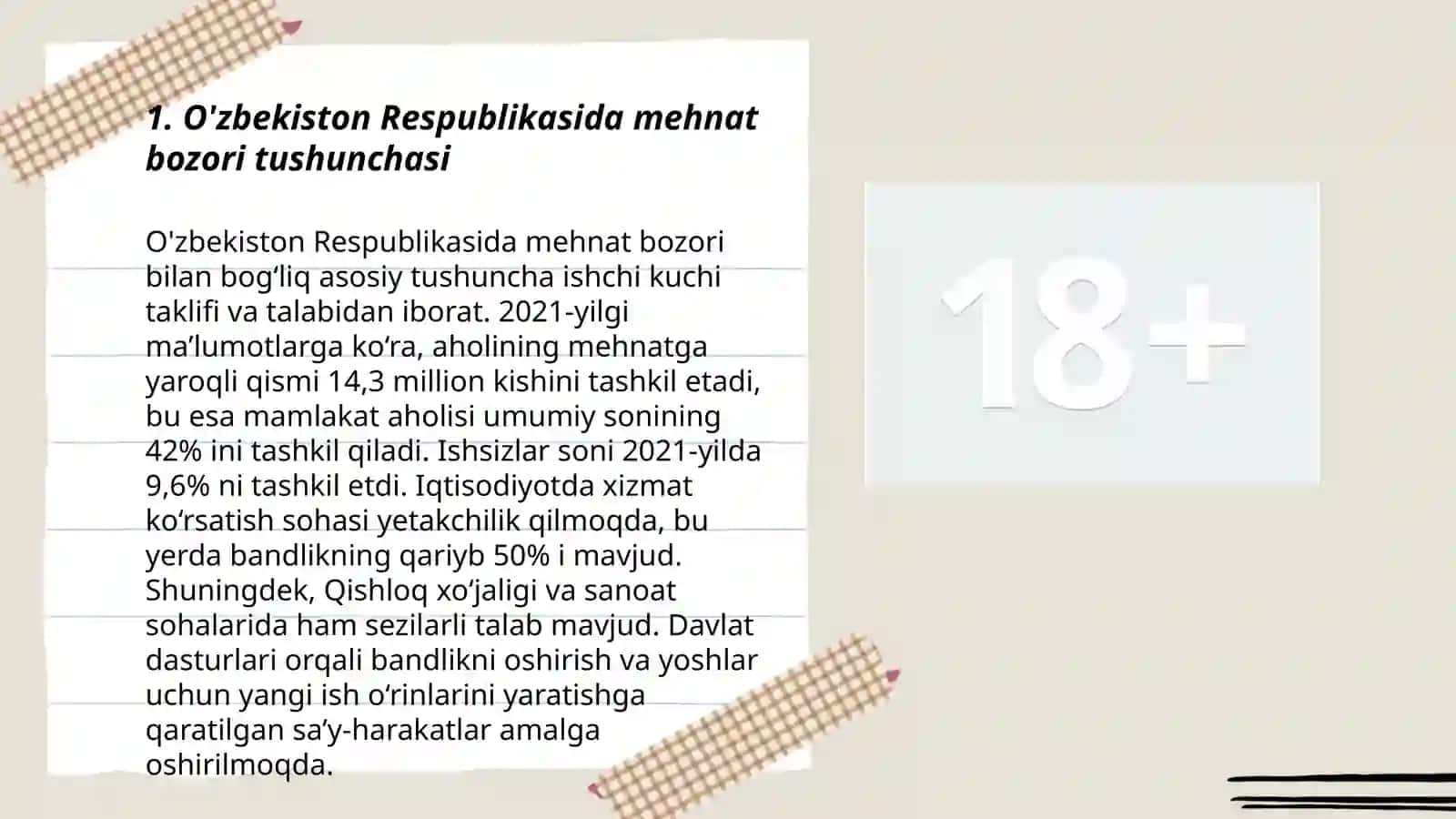 O'zbekiston Respublikasida mehnat bozori tushunchasi 3