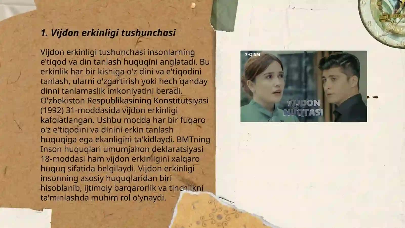 Vijdon va e'tiqod erkinligining tarifi 3