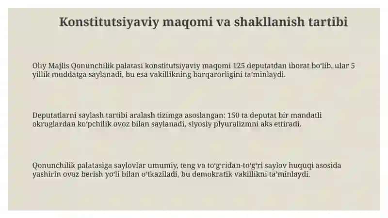 Oliy Majlis Qonunchilik palatasining huquqiy holati 3