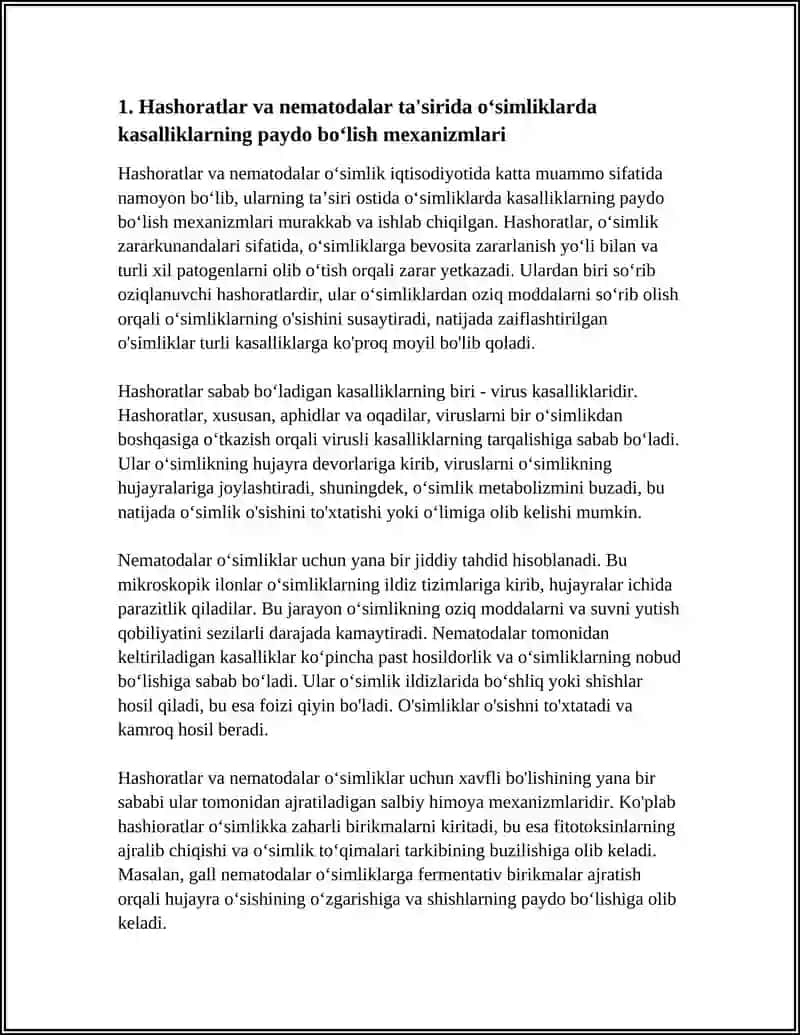 HASHORATLAR VA NEMATODALAR TA'SIRIDA OʻSIMLIKLARNING KASALLANISHI 3