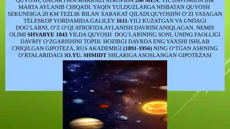 Quyosh tizimi. Yer sayyorasi. Geografik qobiqlar (Litosfera. Gidrosfera, Аtmosfera. Biosfera) 3