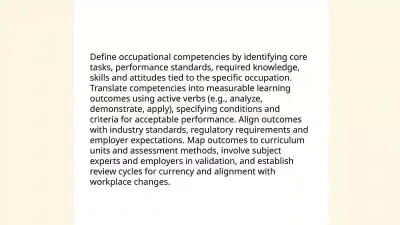 Setting targets of teaching in a particular branch of occupation 3