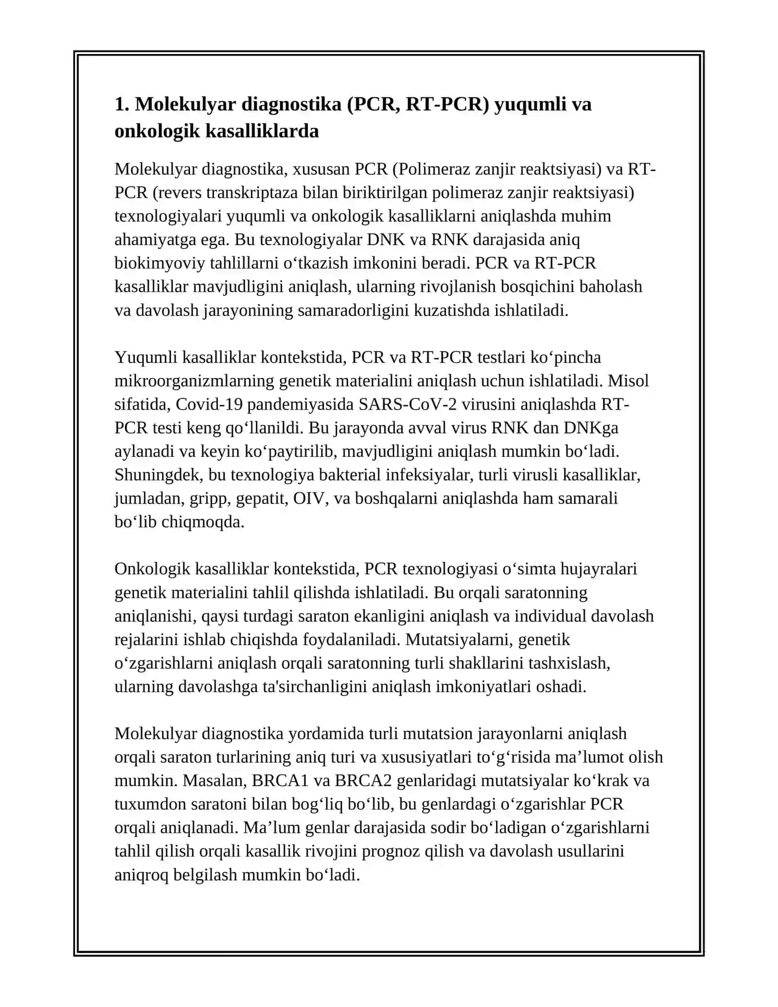 BIOTEXNOLOGIYADA YUQUMLI VA ONKOLOGIK KASALLIKLARNI DIAGNOSTIKA QILISH VA DAVOLASH 3