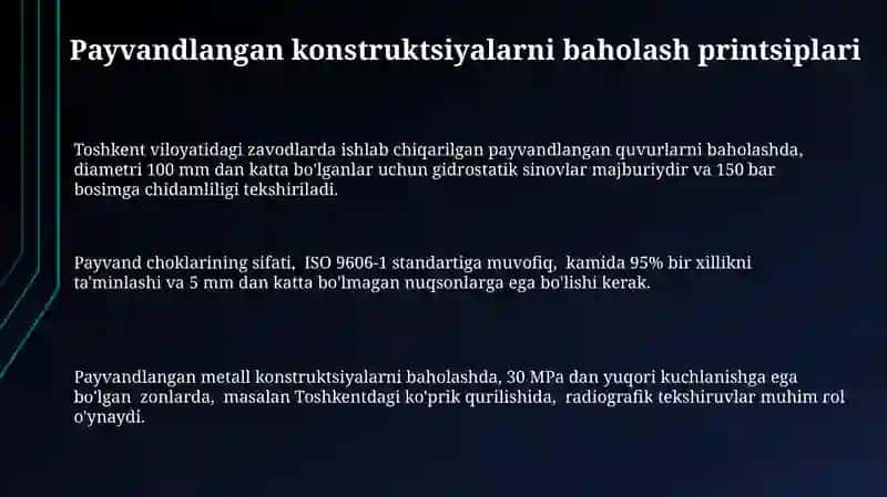 Payvand konstruksiyalar xususiyatlarini baholash prinsiplari 3