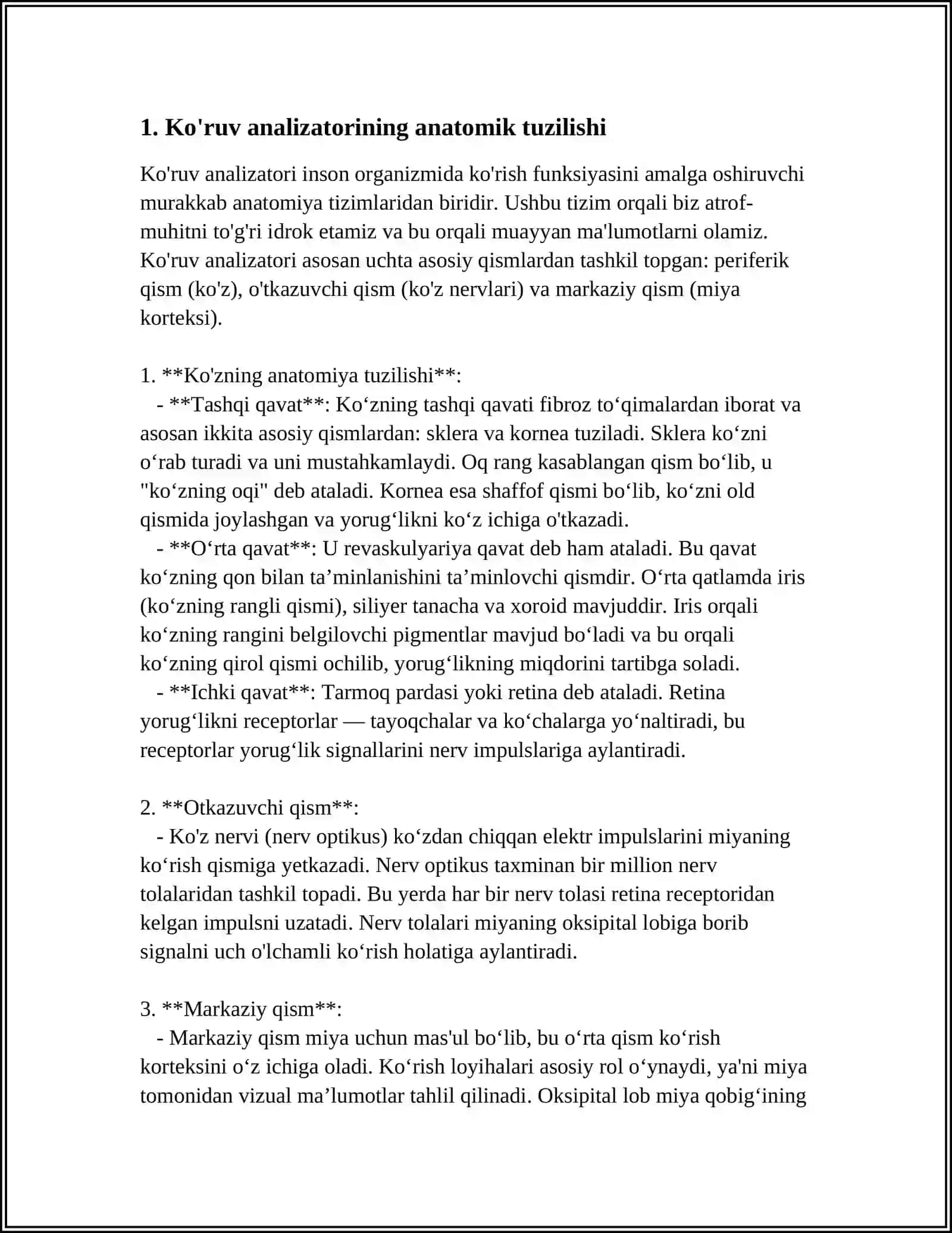 MUSTAQIL ISH Mavzu: KOʻRUV VA ESHITUV ANALIZATORI 3