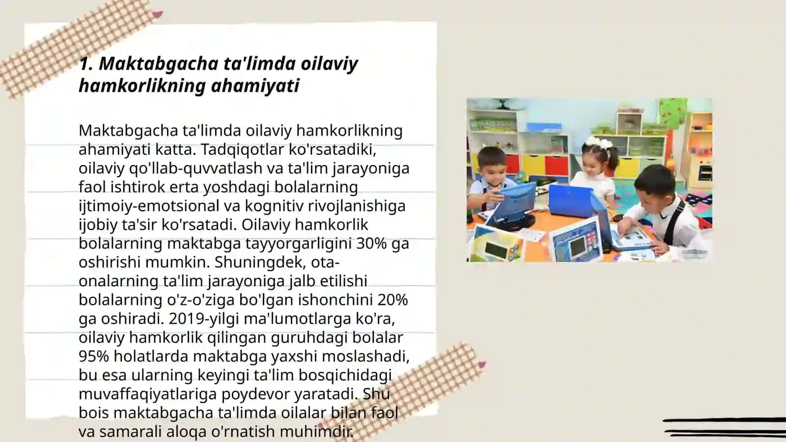 Maktabgacha taʼlim tashkilotlari va oilaning munosabatlariga zamonaviy yondashuvlar - Tojidinova Adiba Zohidjon qizi 3