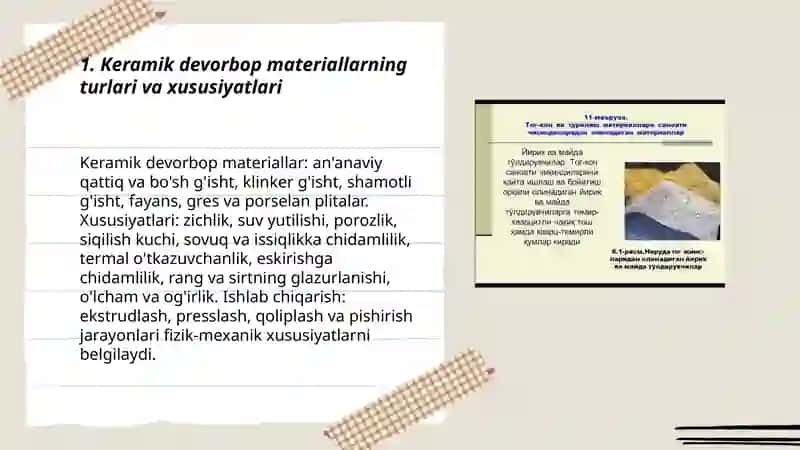 Keramik devorbop materiallar tuproqli jinslar va ularning xossalarini boshqarish usullari 3