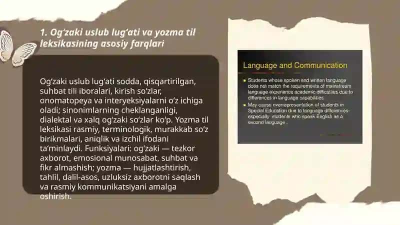 Ogʻzaki uslub lugʻati va yozma til leksikasining farqlari 3