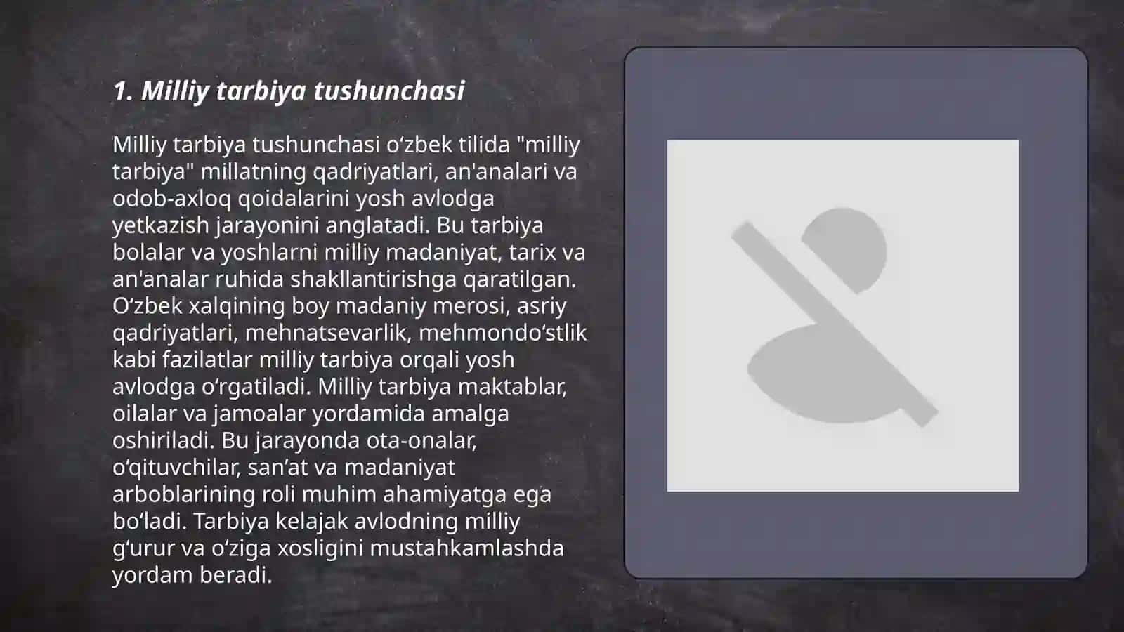 Milliy tarbiya avloddan avlotga o’tuvchi milliy madaniya vositasi ekanligi 3