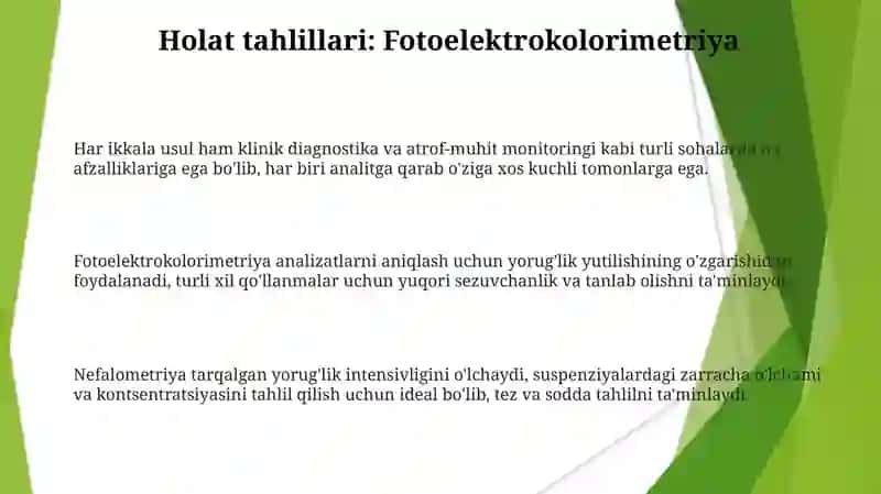 Fotoelektrokolorimetriya va Nefelometriya 3