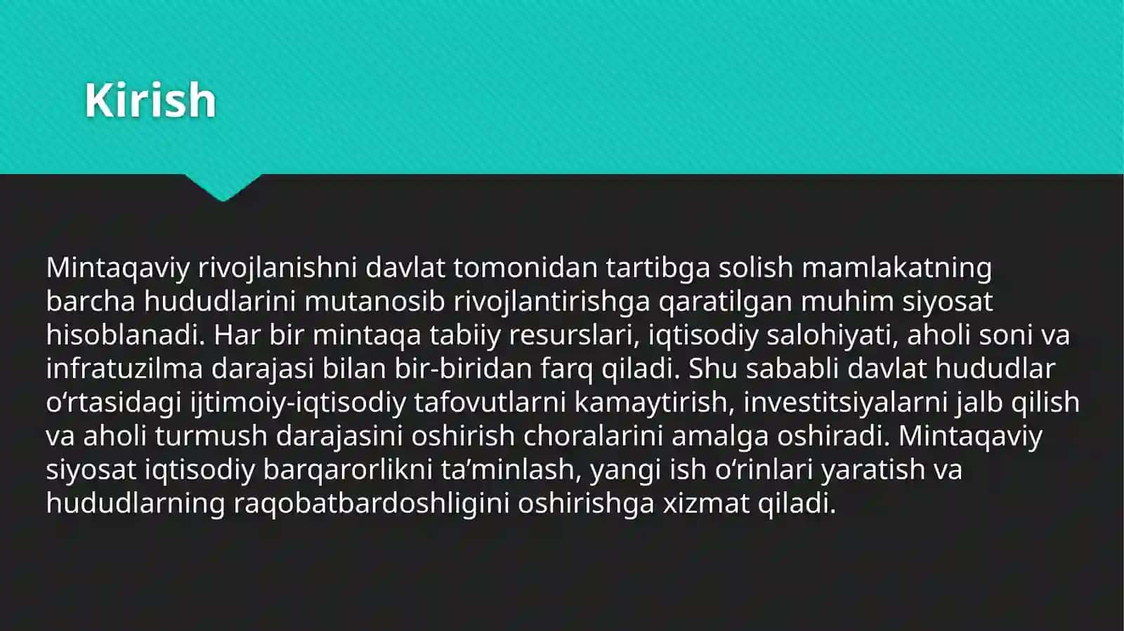 Mintaqaviy rivojlanishni davlat tomonidan tartibga solish. 3