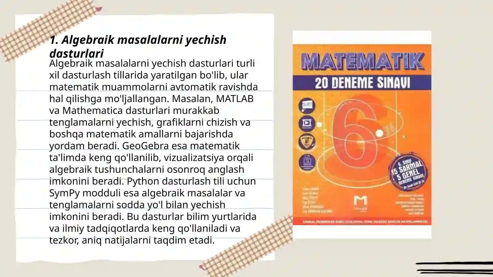 Algebraik masalalarni yechish dasturlari 3