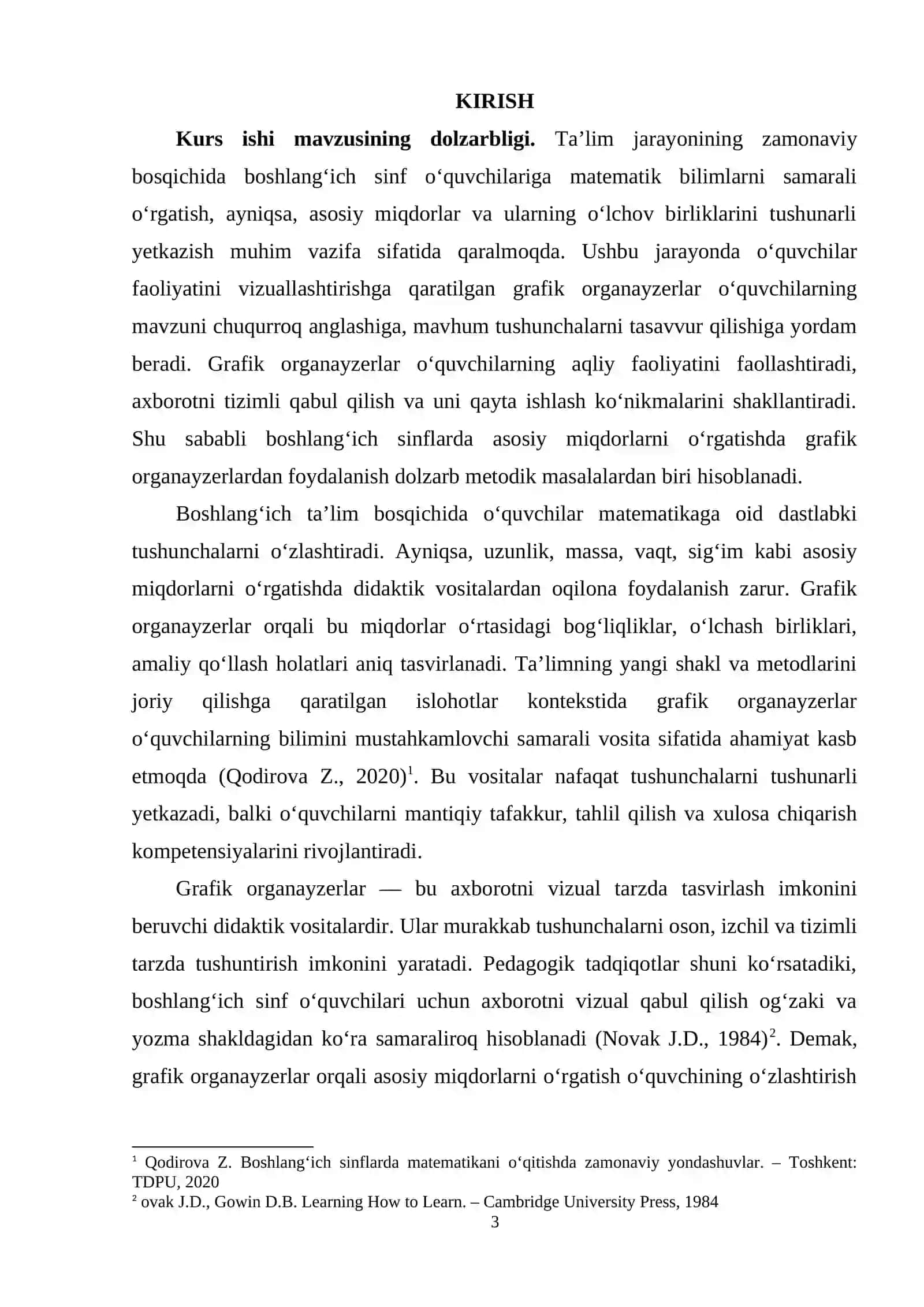 3-4 sinflara asosiy miqdorlarni o‘rgatishda grafik organayzerlardan foydalanish metodikasi 3