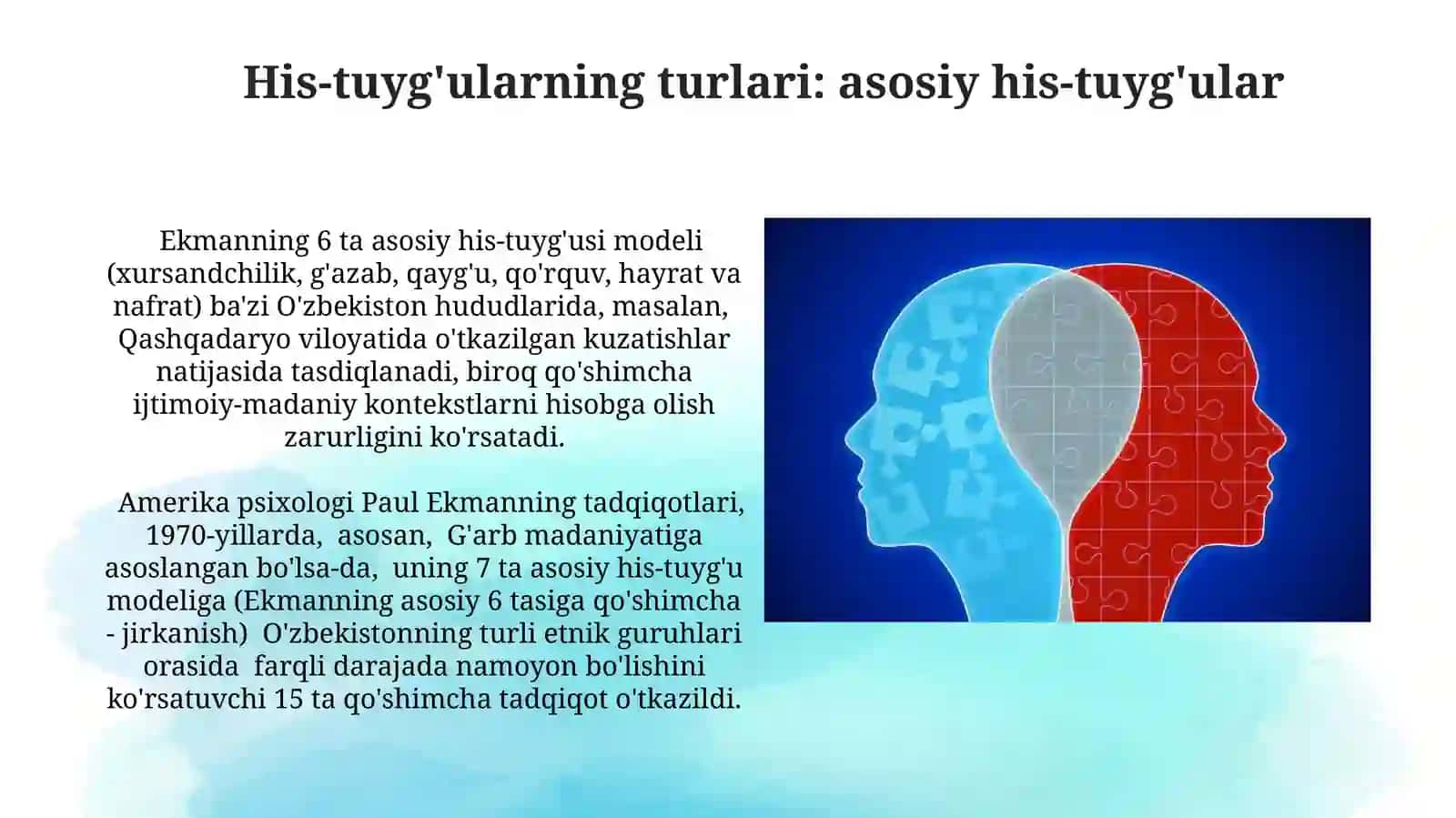 ishtimoiy munosabat va qadriyatlardagi etnopsixologia xissiy sohadagi farqlar. emotsiya turlari 3