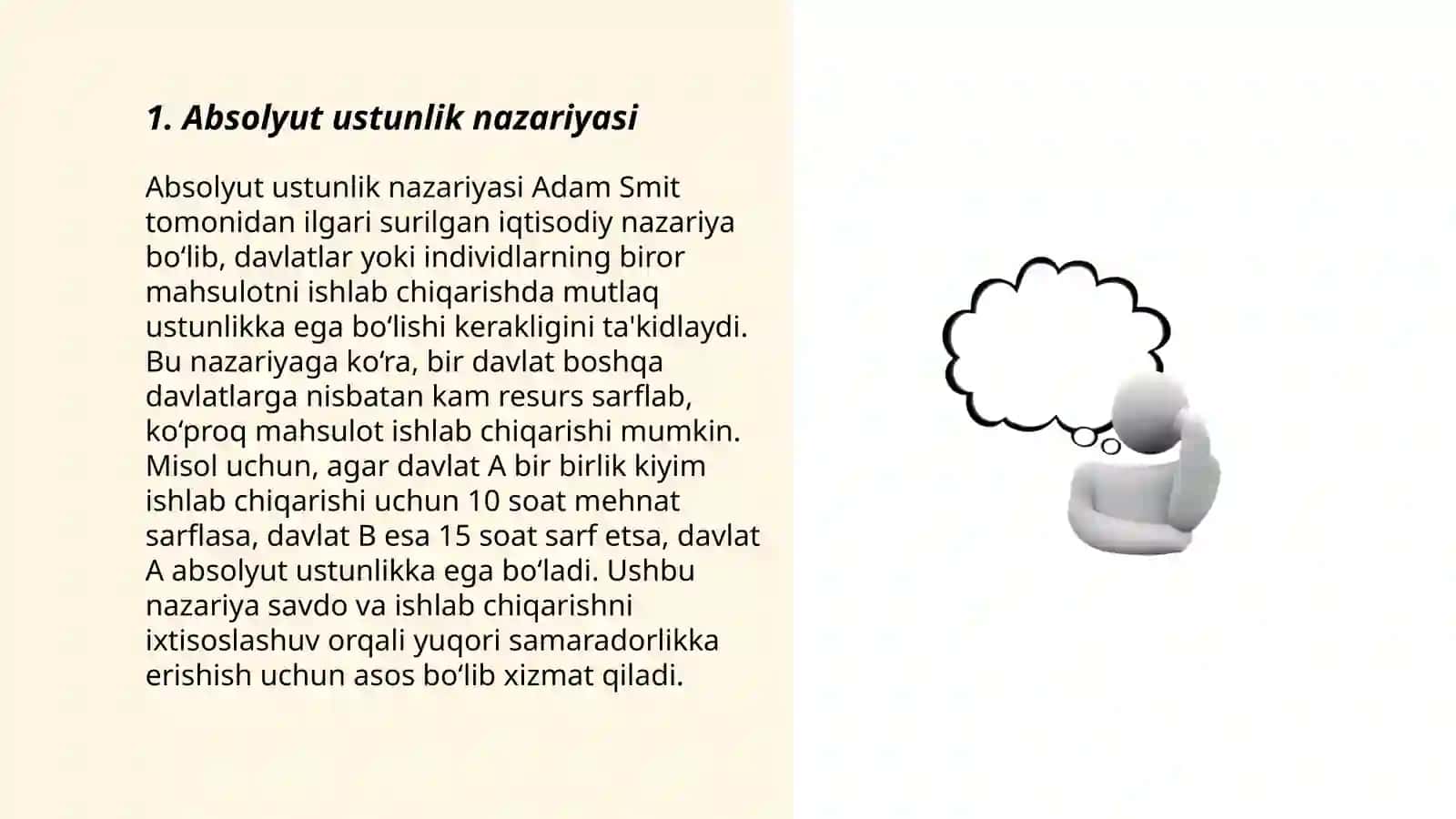 Xalqaro savdo nazariyalari: Absolyut va nisbiy ustunlik 3