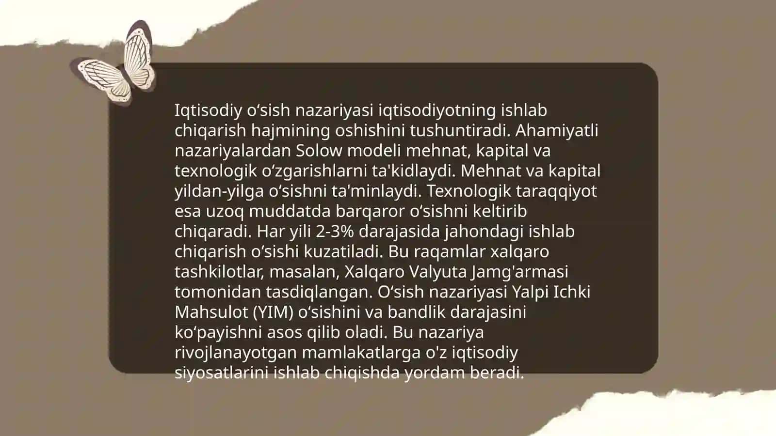 Iqtisodiy oʻsish va Oʻzbekistonda ularning tahlili 3