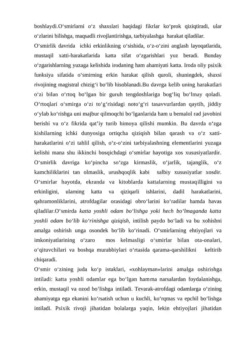 O’smir, o’spirin, va yetuklik davrida psixik rivojlanish xususiyatlari 3