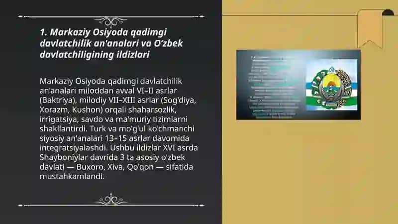 Oʻzbek davlatchiligining shakllanishi 3