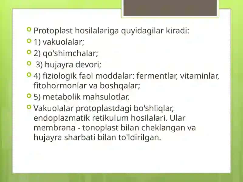 Protoplast hosilalari 3