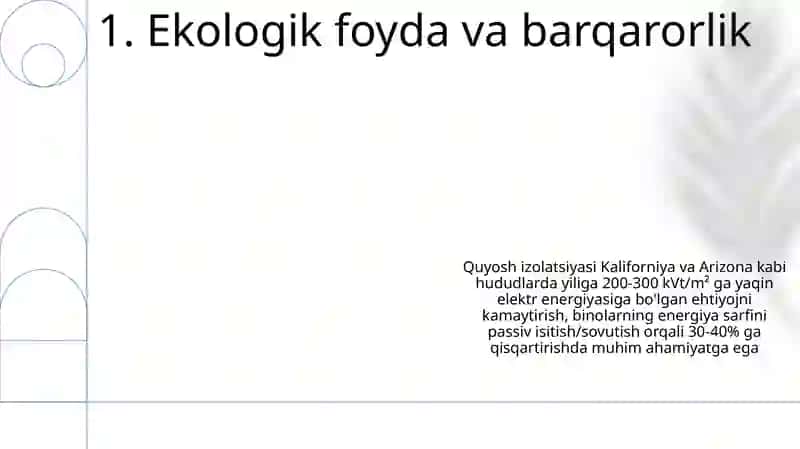 Xonalarning insolyatsiyasi haqida tushuncha, uning ahamiyati 3